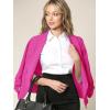 imageLock and Love Women 34 Sleeve Blazer Open Front Cardigan Jacket Work Office BlazerWsk2324fucshia