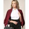 imageLock and Love Women 34 Sleeve Blazer Open Front Cardigan Jacket Work Office BlazerWsk2324wine