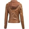 imageLock and Love Womens Faux Leather Moto Biker Jacket Coat with Removable or NonRemovable HoodWjc1044camel
