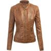 imageLock and Love Womens Faux Leather Moto Biker Jacket Coat with Removable or NonRemovable HoodWjc1044camel