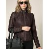 imageLock and Love Womens Faux Leather Moto Biker Jacket Coat with Removable or NonRemovable HoodWjc1044coffee