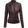 imageLock and Love Womens Faux Leather Moto Biker Jacket Coat with Removable or NonRemovable HoodWjc1044coffee