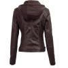 imageLock and Love Womens Faux Leather Moto Biker Jacket Coat with Removable or NonRemovable HoodWjc1044coffee