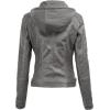 imageLock and Love Womens Faux Leather Moto Biker Jacket Coat with Removable or NonRemovable HoodWjc1044grey