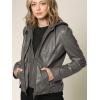 imageLock and Love Womens Faux Leather Moto Biker Jacket Coat with Removable or NonRemovable HoodWjc1044grey