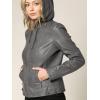 imageLock and Love Womens Faux Leather Moto Biker Jacket Coat with Removable or NonRemovable HoodWjc1044grey