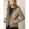imageLock and Love Womens Faux Leather Moto Biker Jacket Coat with Removable or NonRemovable HoodWjc1044khaki