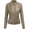 imageLock and Love Womens Faux Leather Moto Biker Jacket Coat with Removable or NonRemovable HoodWjc1044khaki