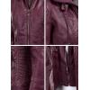 imageLock and Love Womens Faux Leather Moto Biker Jacket Coat with Removable or NonRemovable HoodWjc1044wine
