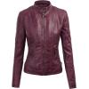imageLock and Love Womens Faux Leather Moto Biker Jacket Coat with Removable or NonRemovable HoodWjc1044wine