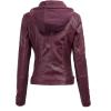 imageLock and Love Womens Faux Leather Moto Biker Jacket Coat with Removable or NonRemovable HoodWjc1044wine
