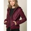imageLock and Love Womens Faux Leather Moto Biker Jacket Coat with Removable or NonRemovable HoodWjc1044wine