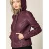 imageLock and Love Womens Faux Leather Moto Biker Jacket Coat with Removable or NonRemovable HoodWjc1044wine
