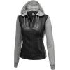 imageLock and Love Womens Faux Leather Moto Biker Jacket Coat with Removable or NonRemovable HoodWjc1347blackhgrey