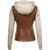 imageLock and Love Womens Faux Leather Moto Biker Jacket Coat with Removable or NonRemovable HoodWjc1347cameloatmeal
