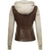 imageLock and Love Womens Faux Leather Moto Biker Jacket Coat with Removable or NonRemovable HoodWjc1347coffeeoatmeal