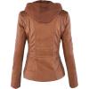 imageLock and Love Womens Faux Leather Moto Biker Jacket Coat with Removable or NonRemovable HoodWjc663camel