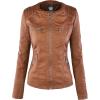imageLock and Love Womens Faux Leather Moto Biker Jacket Coat with Removable or NonRemovable HoodWjc663camel