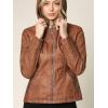imageLock and Love Womens Faux Leather Moto Biker Jacket Coat with Removable or NonRemovable HoodWjc663camel