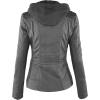 imageLock and Love Womens Faux Leather Moto Biker Jacket Coat with Removable or NonRemovable HoodWjc663grey