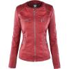 imageLock and Love Womens Faux Leather Moto Biker Jacket Coat with Removable or NonRemovable HoodWjc663red