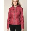 imageLock and Love Womens Faux Leather Moto Biker Jacket Coat with Removable or NonRemovable HoodWjc663red