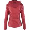 imageLock and Love Womens Faux Leather Moto Biker Jacket Coat with Removable or NonRemovable HoodWjc663red