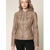 imageLock and Love Womens Faux Leather Moto Biker Jacket Coat with Removable or NonRemovable HoodWjc663taupe