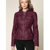imageLock and Love Womens Faux Leather Moto Biker Jacket Coat with Removable or NonRemovable HoodWjc663wine