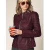 imageLock and Love Womens Faux Leather Moto Biker Jacket Coat with Removable or NonRemovable HoodWjc746awine
