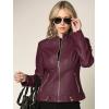 imageLock and Love Womens Faux Leather Moto Biker Jacket Coat with Removable or NonRemovable HoodWjc747awine