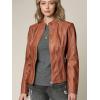 imageLock and Love Womens Faux Leather Moto Biker Jacket Coat with Removable or NonRemovable HoodWjc877lcamel