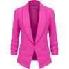 imageLock and Love Women 34 Sleeve Blazer Open Front Cardigan Jacket Work Office BlazerWsk2324fucshia