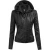 imageLock and Love Womens Faux Leather Moto Biker Jacket Coat with Removable or NonRemovable HoodWjc1044black