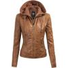 imageLock and Love Womens Faux Leather Moto Biker Jacket Coat with Removable or NonRemovable HoodWjc1044camel