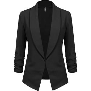 imageLock and Love Women 34 Sleeve Blazer Open Front Cardigan Jacket Work Office BlazerWsk2324black