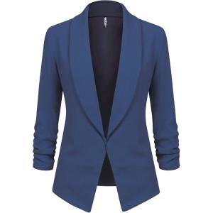 imageLock and Love Women 34 Sleeve Blazer Open Front Cardigan Jacket Work Office BlazerWsk2324denim