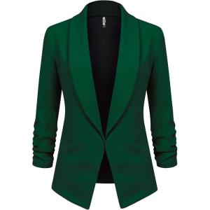 imageLock and Love Women 34 Sleeve Blazer Open Front Cardigan Jacket Work Office BlazerWsk2324green