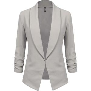 imageLock and Love Women 34 Sleeve Blazer Open Front Cardigan Jacket Work Office BlazerWsk2324grey