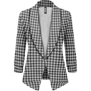 imageLock and Love Women 34 Sleeve Blazer Open Front Cardigan Jacket Work Office BlazerWsk2324houndstooth
