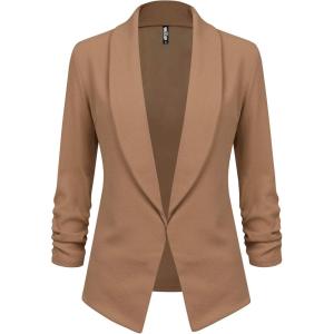 imageLock and Love Women 34 Sleeve Blazer Open Front Cardigan Jacket Work Office BlazerWsk2324khaki
