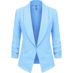 imageLock and Love Women 34 Sleeve Blazer Open Front Cardigan Jacket Work Office BlazerWsk2324lightblue