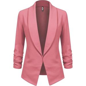imageLock and Love Women 34 Sleeve Blazer Open Front Cardigan Jacket Work Office BlazerWsk2324mauve