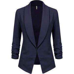 imageLock and Love Women 34 Sleeve Blazer Open Front Cardigan Jacket Work Office BlazerWsk2324navy