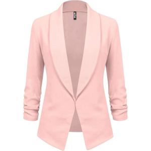 imageLock and Love Women 34 Sleeve Blazer Open Front Cardigan Jacket Work Office BlazerWsk2324pink
