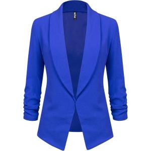 imageLock and Love Women 34 Sleeve Blazer Open Front Cardigan Jacket Work Office BlazerWsk2324royalbrite