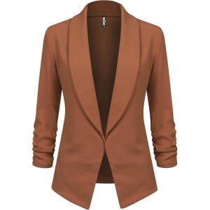 imageLock and Love Women 34 Sleeve Blazer Open Front Cardigan Jacket Work Office BlazerWsk2324rust
