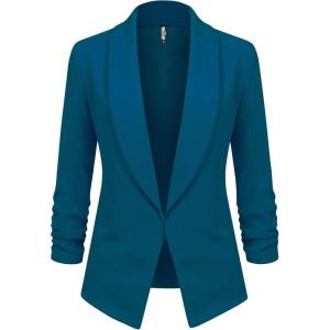 imageLock and Love Women 34 Sleeve Blazer Open Front Cardigan Jacket Work Office BlazerWsk2324teal