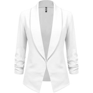 imageLock and Love Women 34 Sleeve Blazer Open Front Cardigan Jacket Work Office BlazerWsk2324white