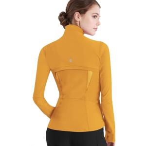 imageLock and Love Womens Full Zipup Yoga Workout Running Track Jacket with Thumb HolesWjc3024mustard